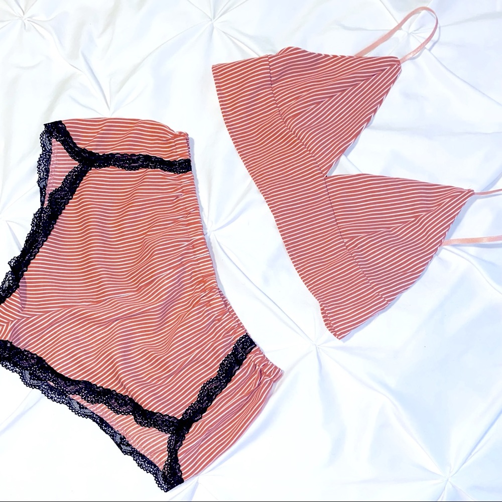 Cute Two Piece Striped PJ Set